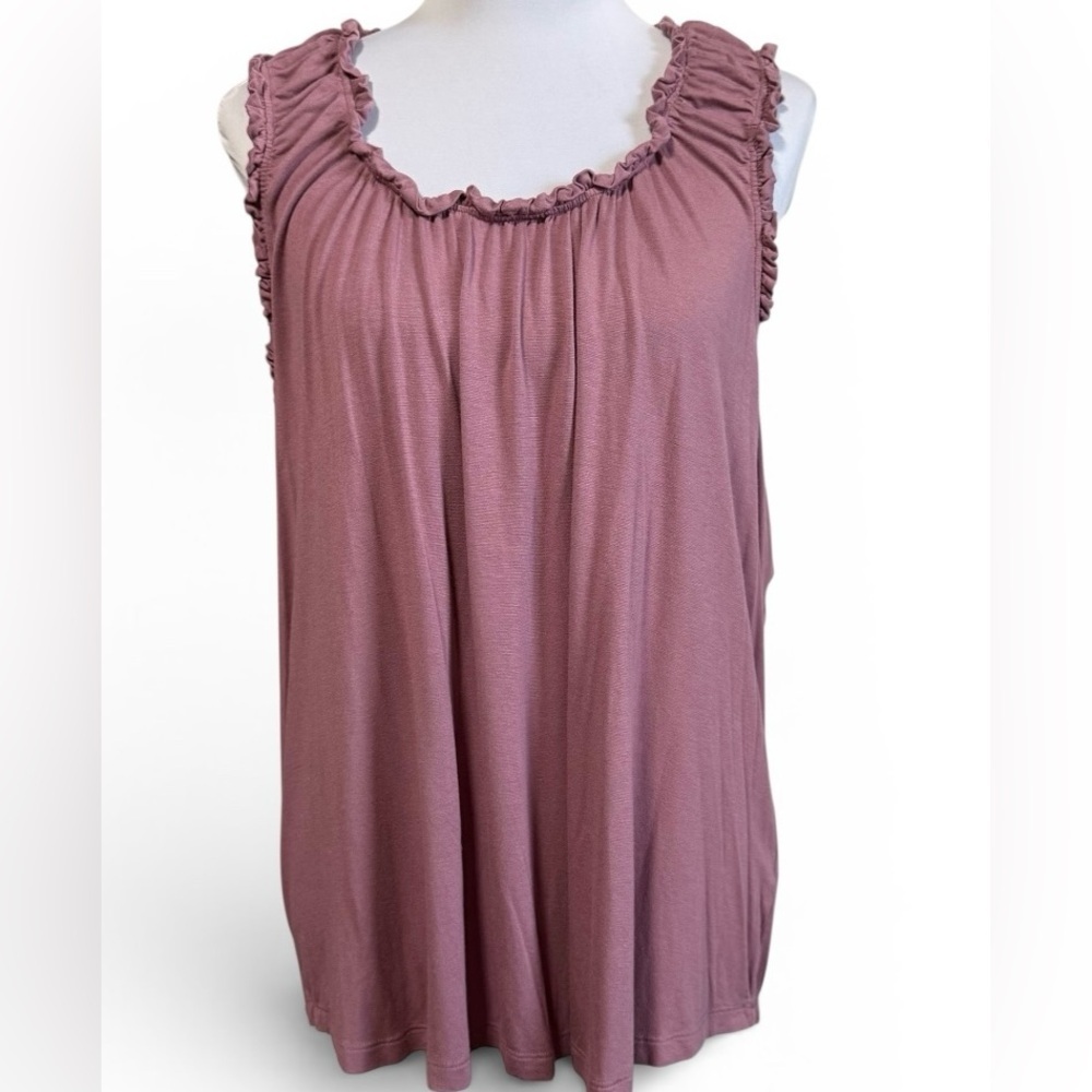 Maurices Women's Ruffle trim pink rose mauve Sleeveless Top size 1X